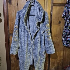 Victoria’s Secret PINK Gray Soft Fluffy Robe W/Sequins Size XS